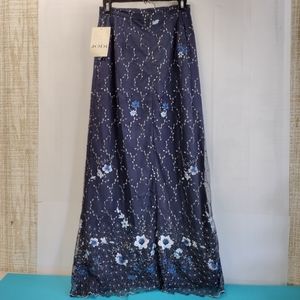 NWT Jodi Women's Embroidered Floral Tulle A-Line Maxi Skirt Size 6